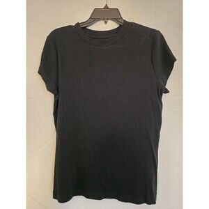 A New Day Womens L Black Ribbed Short Sleeve Mock Turtle Neck Large